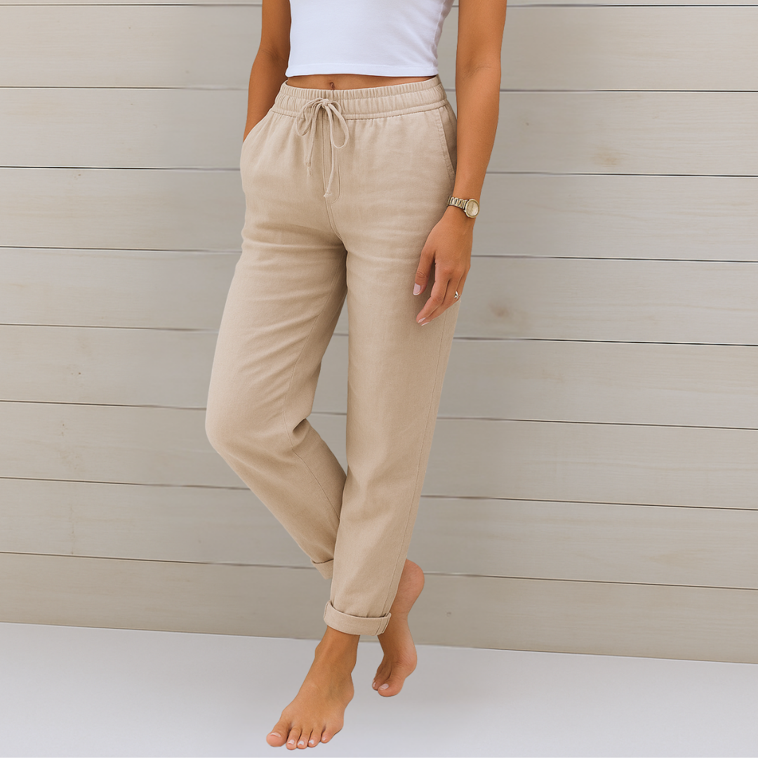 Maylora | Drawstring Relaxed Linen Trousers - Jesse London