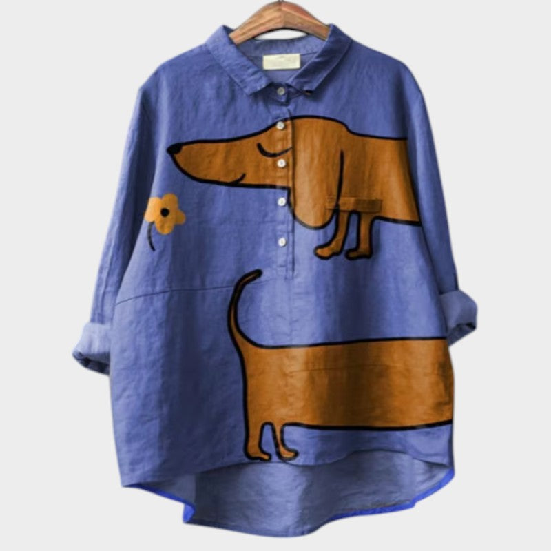 Petsy | Relaxed Dog Print Linen Shirt - Jesse London